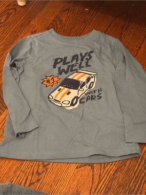 OshKosh B'gosh Blue Long-Sleeve Tee with Orange Car Graphic